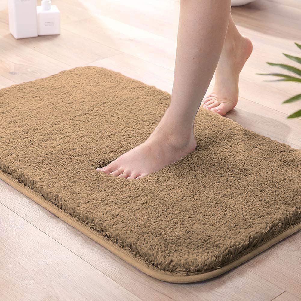 71Ic9spQwL._SL1001_.jpg Luxe Home Bath Mat Super Soft Non Slip Vegas Mats for Bathroom, Kitchen, Bedroom, and Door (40x60 cm, Gold) Pack of 1 - Image 1