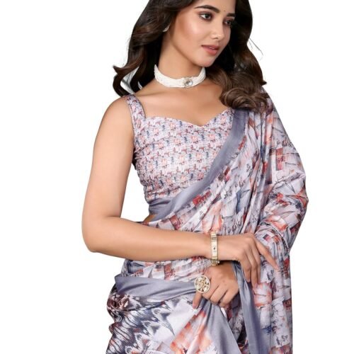 Yashika Women's Plain Blend Digital Print Art Silk Cotton Saree with Tassels Golden Border-Lightweight Elegant Ethnic Wear for Festive and Casual Occasions