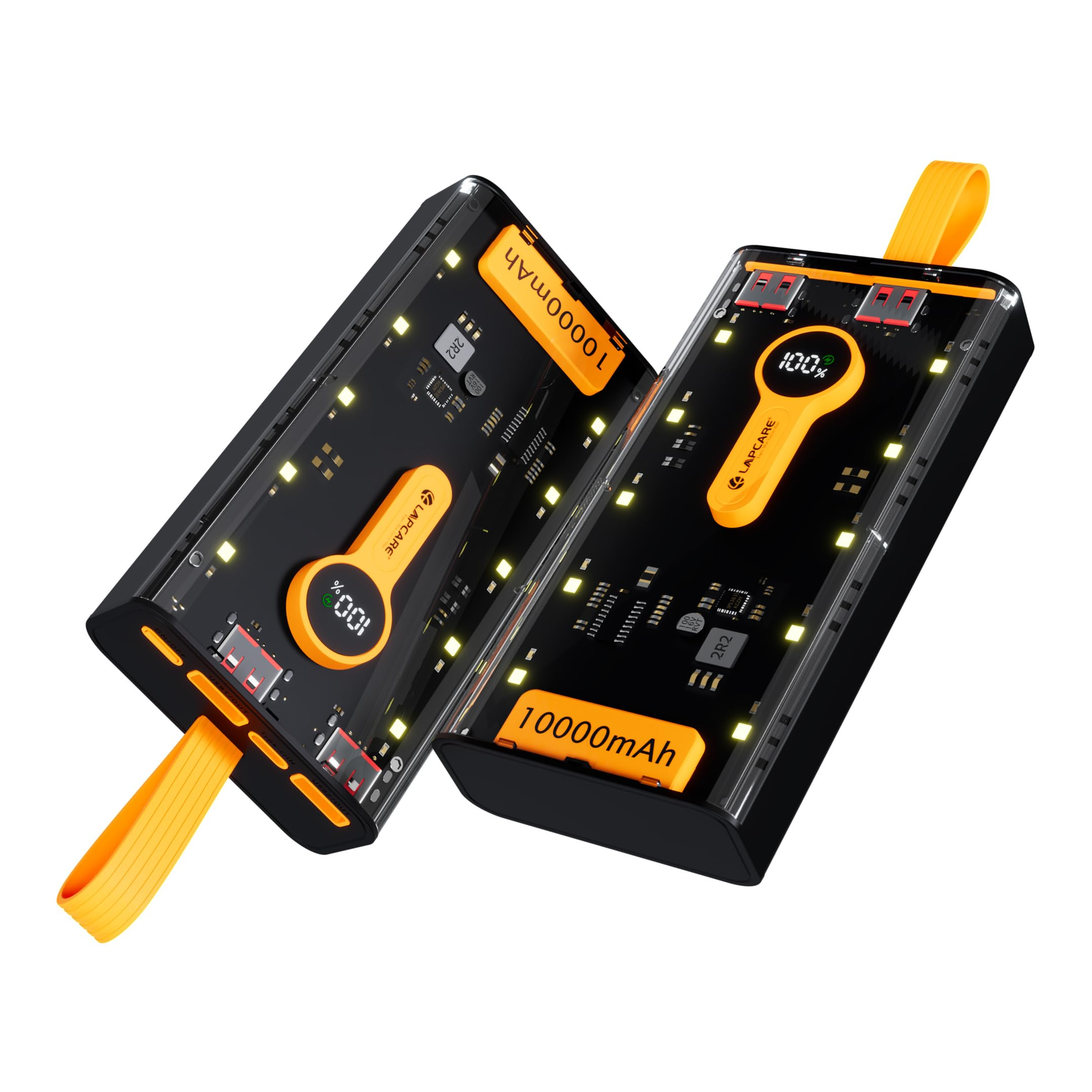 AMA258321 (4) LAPCARE Bolt I 10000mAh Powerbank | 22W PD Fast Charging | Transparent Design | LED Indicator | Type C & Dual USB Ports | Dynamic Display |Smart Chip Protection | Low Power Consumption Made in India - Image 1