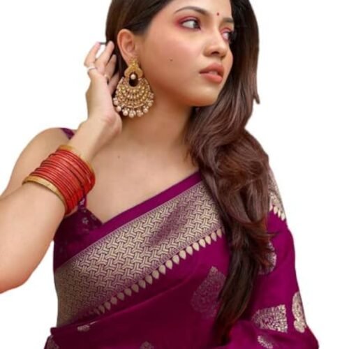 C J Enterprise Women's Kanjivaram Art Silk Saree Soft Banarasi Style Sari With Blouse Piece For Wedding (Pari122-51)
