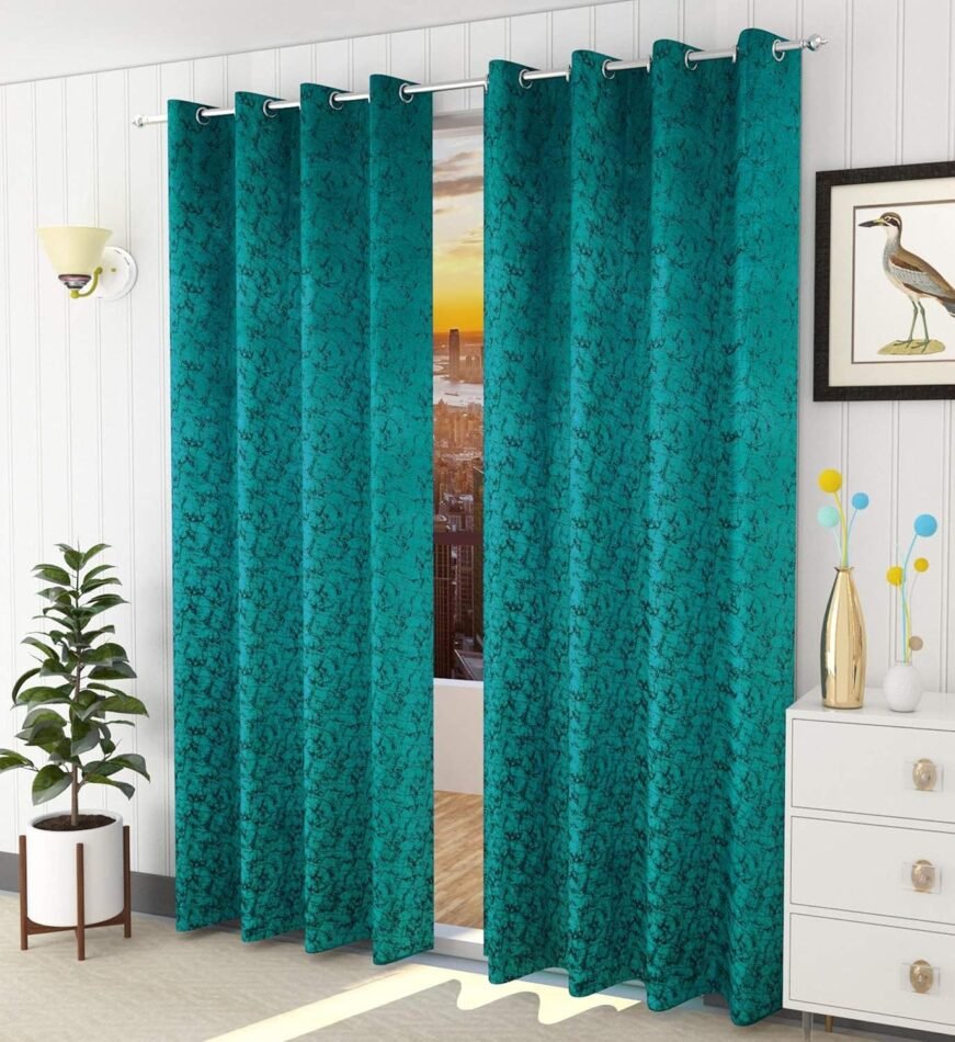 1766179388_91rK07zsT2L._SL1500_.jpg Galaxy Home Decor Velvet Room Darkening Curtains for Window (Aqua, Window 6 Feet) Pack of 2 - Image 1